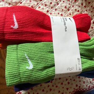 Nike Everyday Plus Crew Socks - Vibrant Red, Green, and Purple